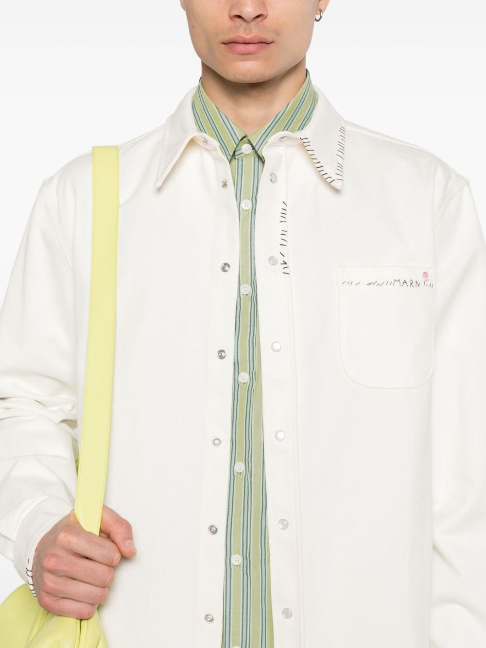 logo-embroidered cotton shirt - 5