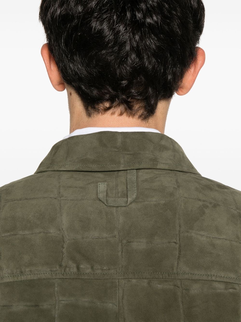 croc-embossed leather shirt - 5