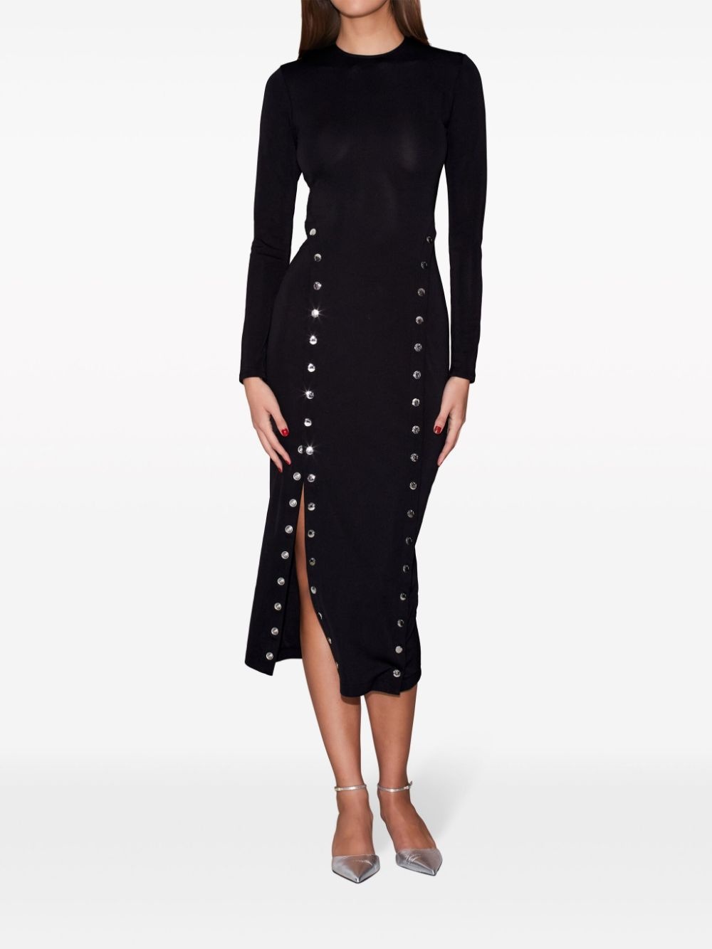 stud-detail side-slit midi dress - 2