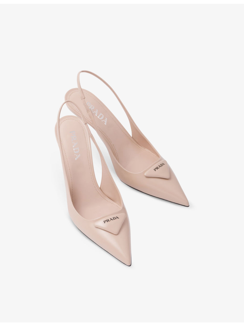 Logo-plaque slingback heeled leather pumps - 3