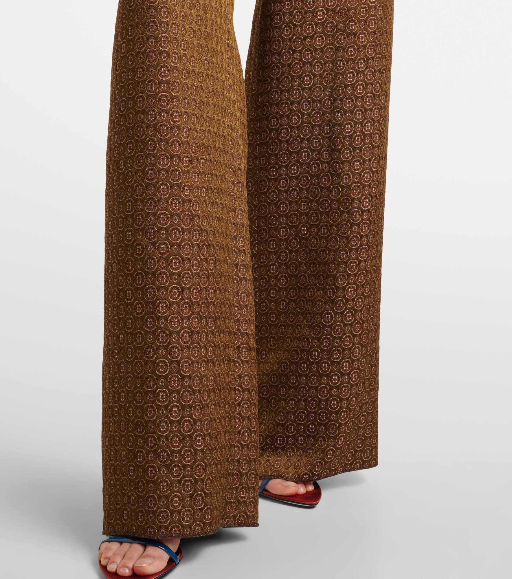 High-rise jacquard wide-leg pants - 5
