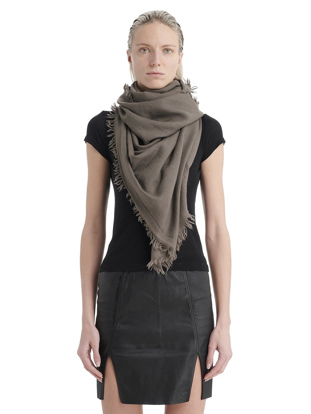 Rick Owens fringed cashmere scarf - Grey