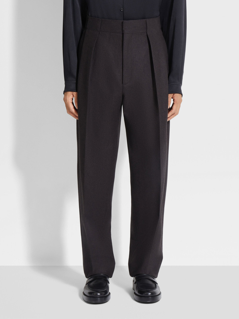 DARK BROWN MÉLANGE WOOL PANTS 5
