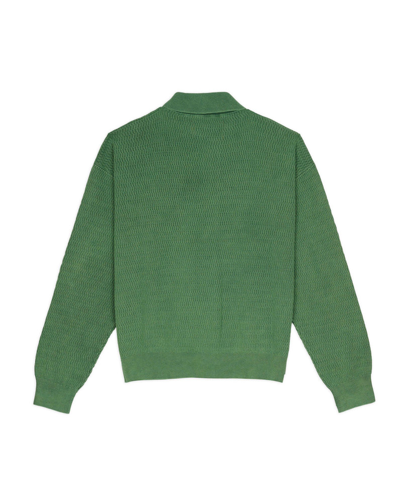 BRAIN DEAD Pigment Dye Long Sleeve Polo Sweater - Green outlook