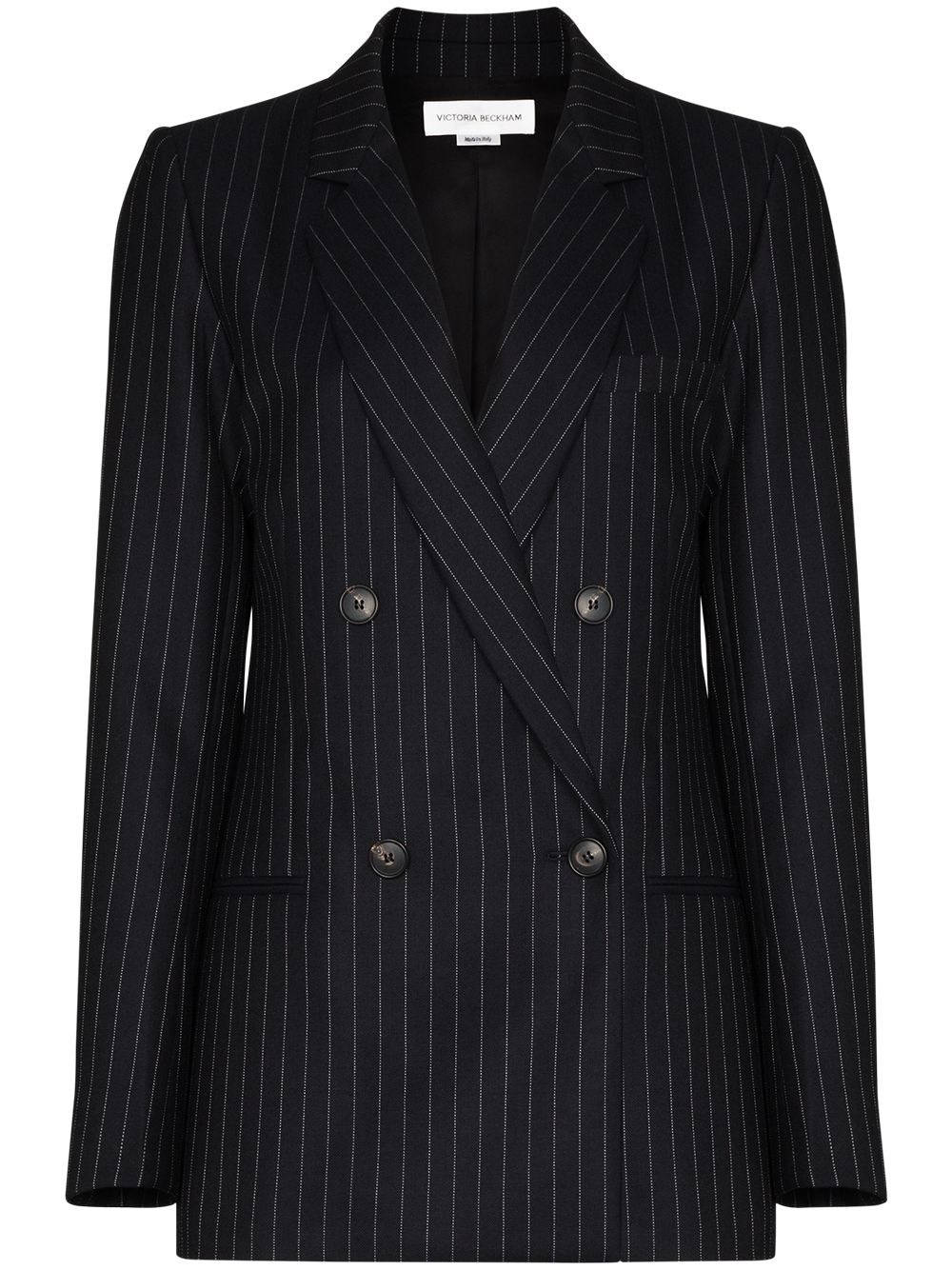 pinstripe pattern double-breasted blazer jacket - 1