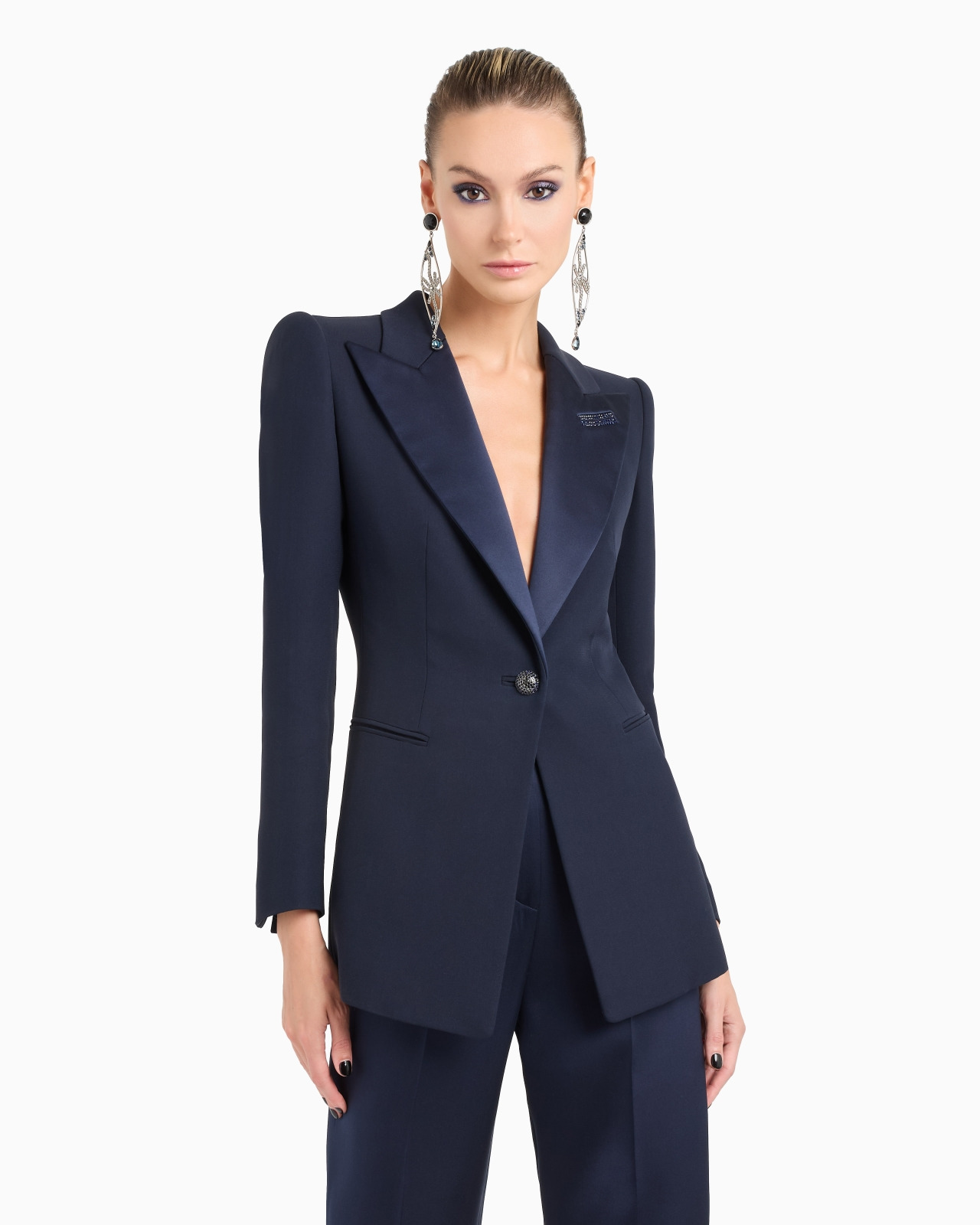 LONG SINGLE-BREASTED SILK JACKET - 4