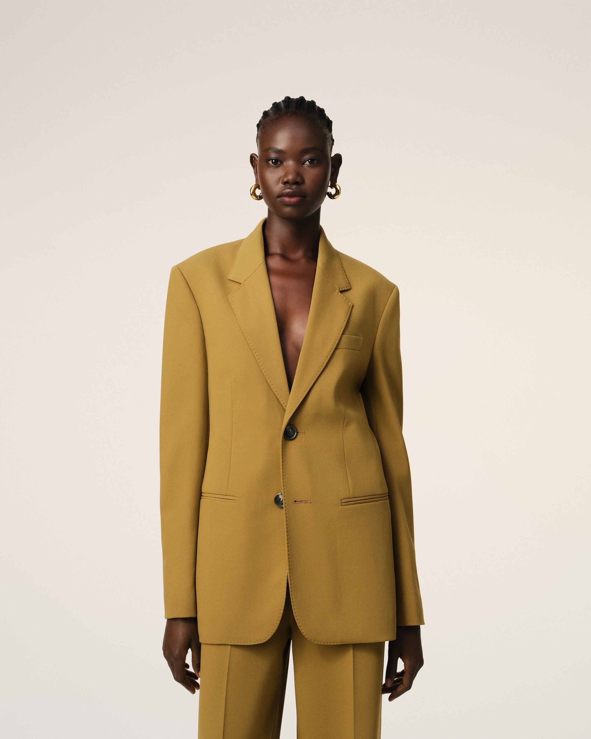 MUSTARD WOOL SEMI-LINED JACKET - 3