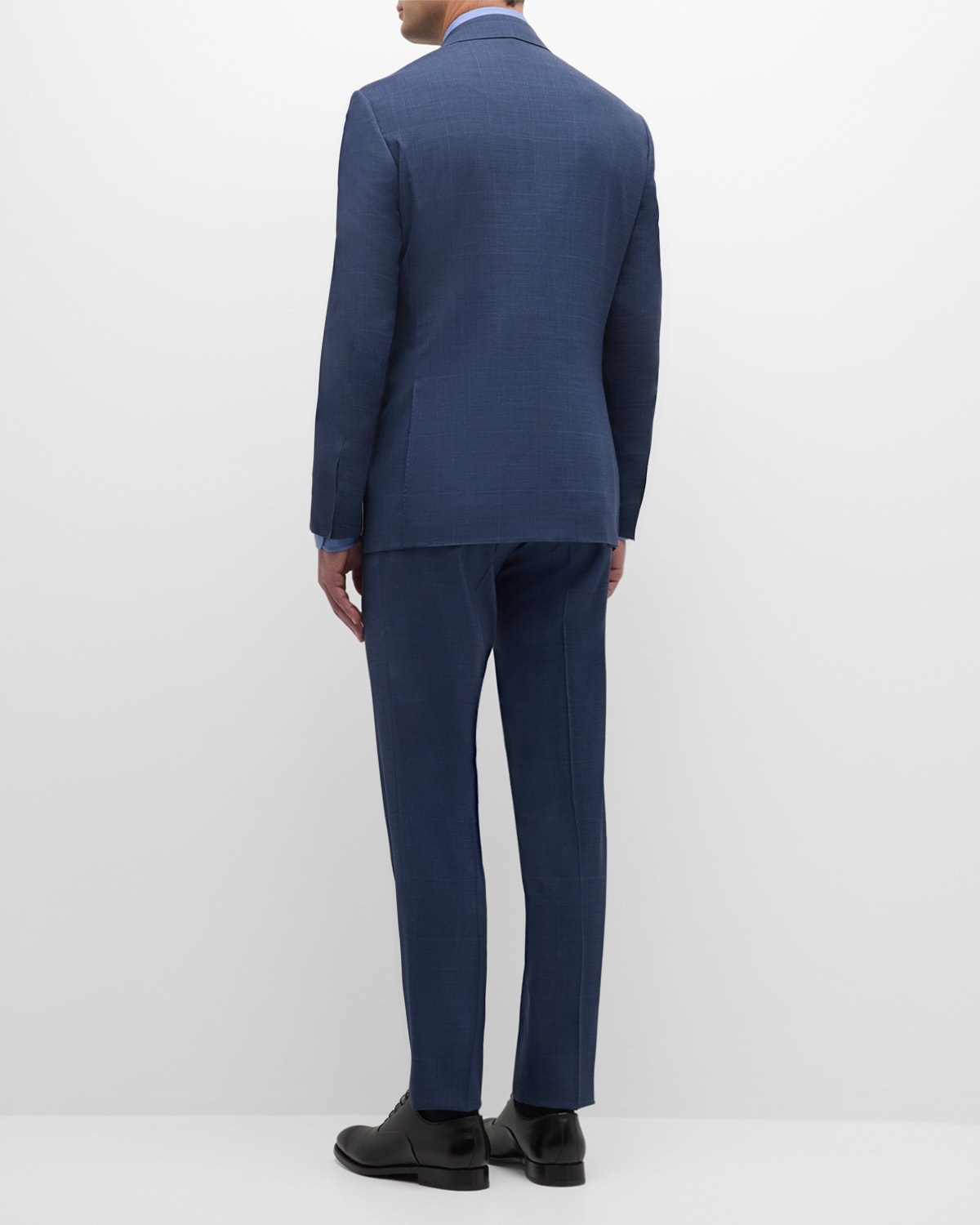 Men's Plaid Super 130s Wool Suit - 4