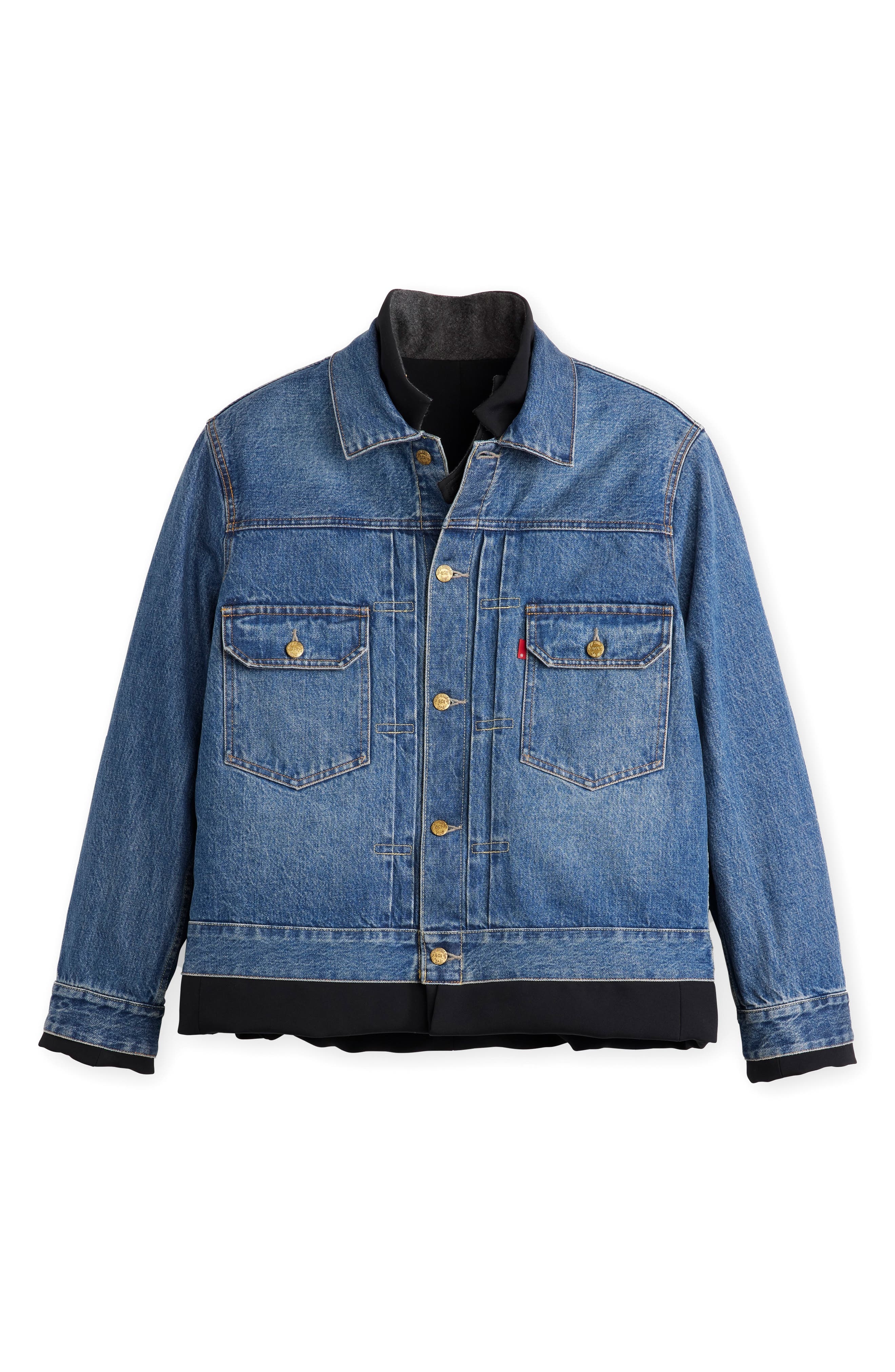 Sacai Gender Inclusive Levi's® Denim x Matelassé Twill Reversible Jacket in Black/Blue at Nordstrom - 8