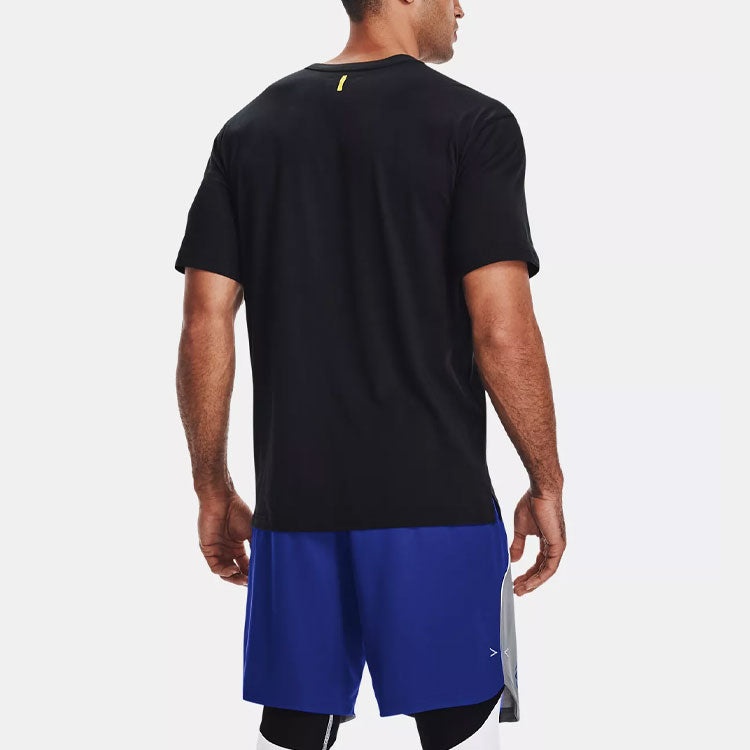 Men's Under Armour Curry Cotton Printing Round Neck Short Sleeve Black 1362006-001 - 5