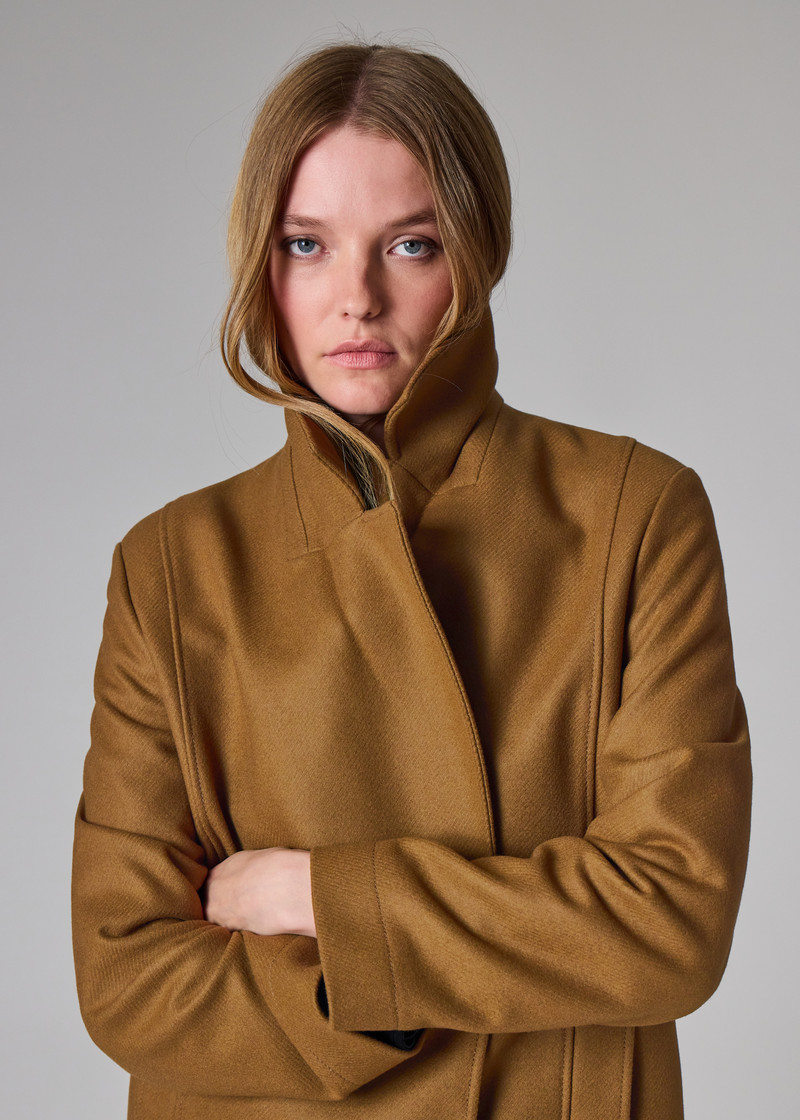 Women's Brown Wool-Cashmere Blend Pea Coat 5