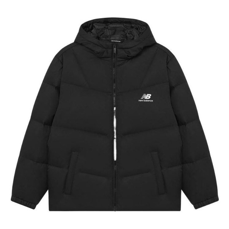 New Balance Logo Print Mid Down Jacket 'Black' AMJ23342-BK - 1