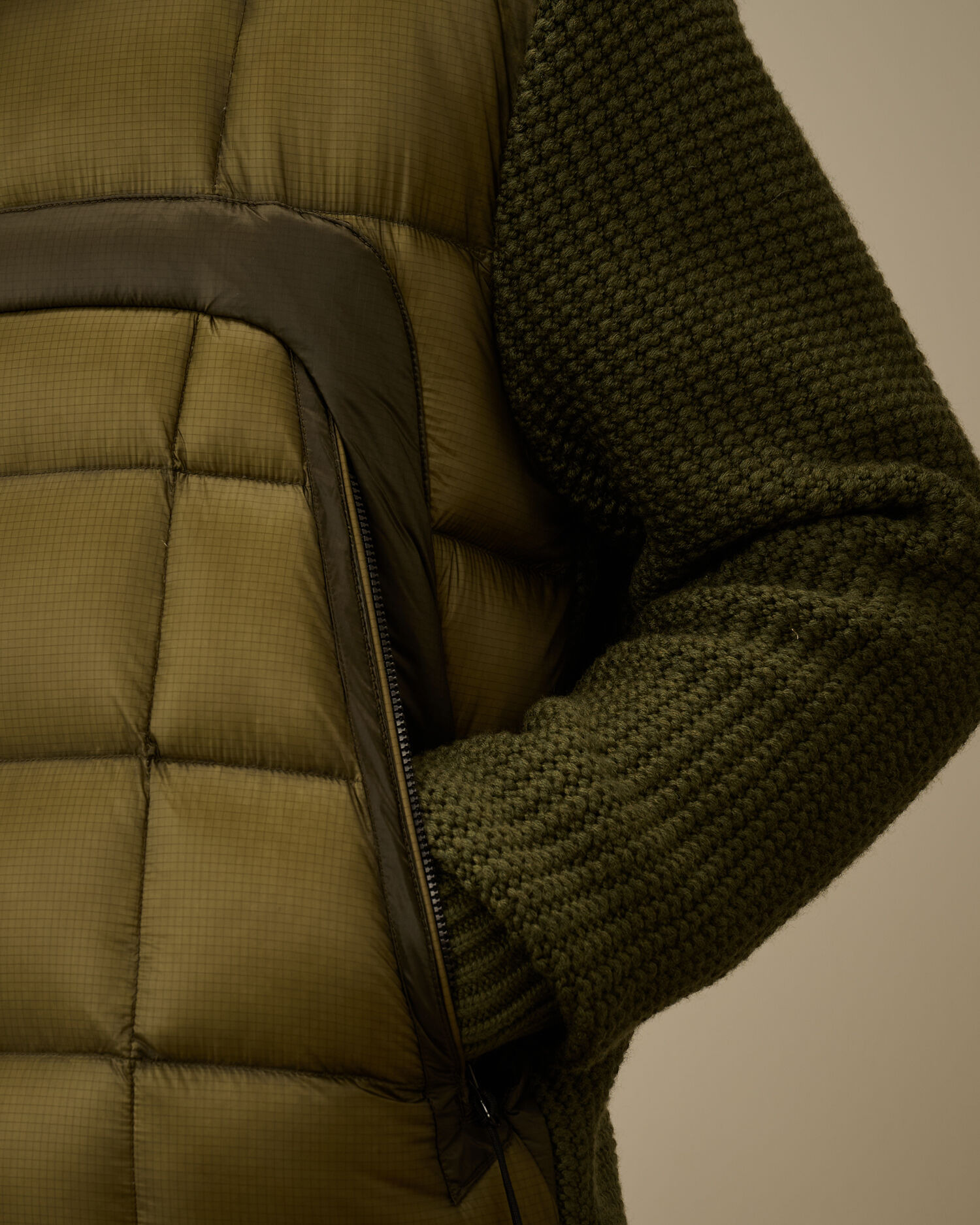 Extrafine Merino Wool Mixed Full Zip Goggle Sweater - 5