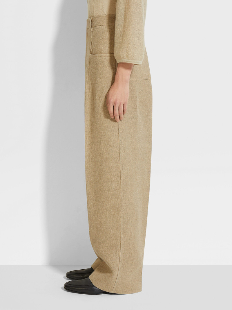 BEIGE MÉLANGE LINEN PANTS 4