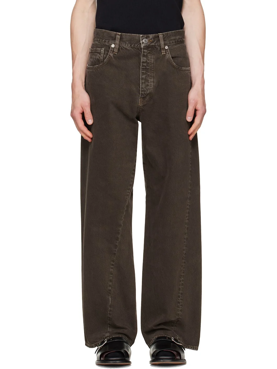 Brown Wide Twist Jeans - 1