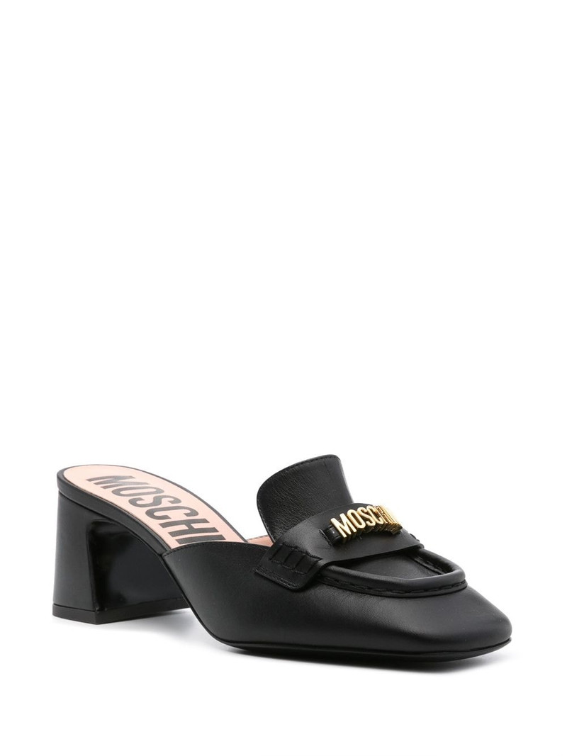 Moschino logo-lettering leather loafer mules outlook