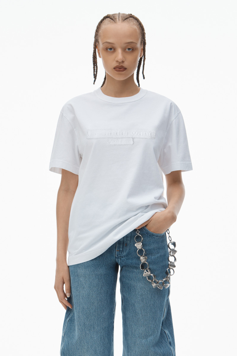 Unisex Tee with Distressed Logo in Cotton Jersey 2