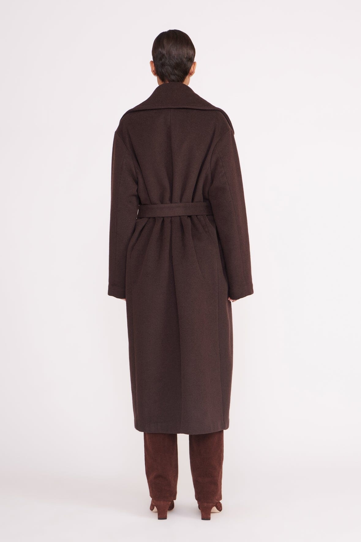 STAUD CARVER COAT DARK CHOCOLATE - 7