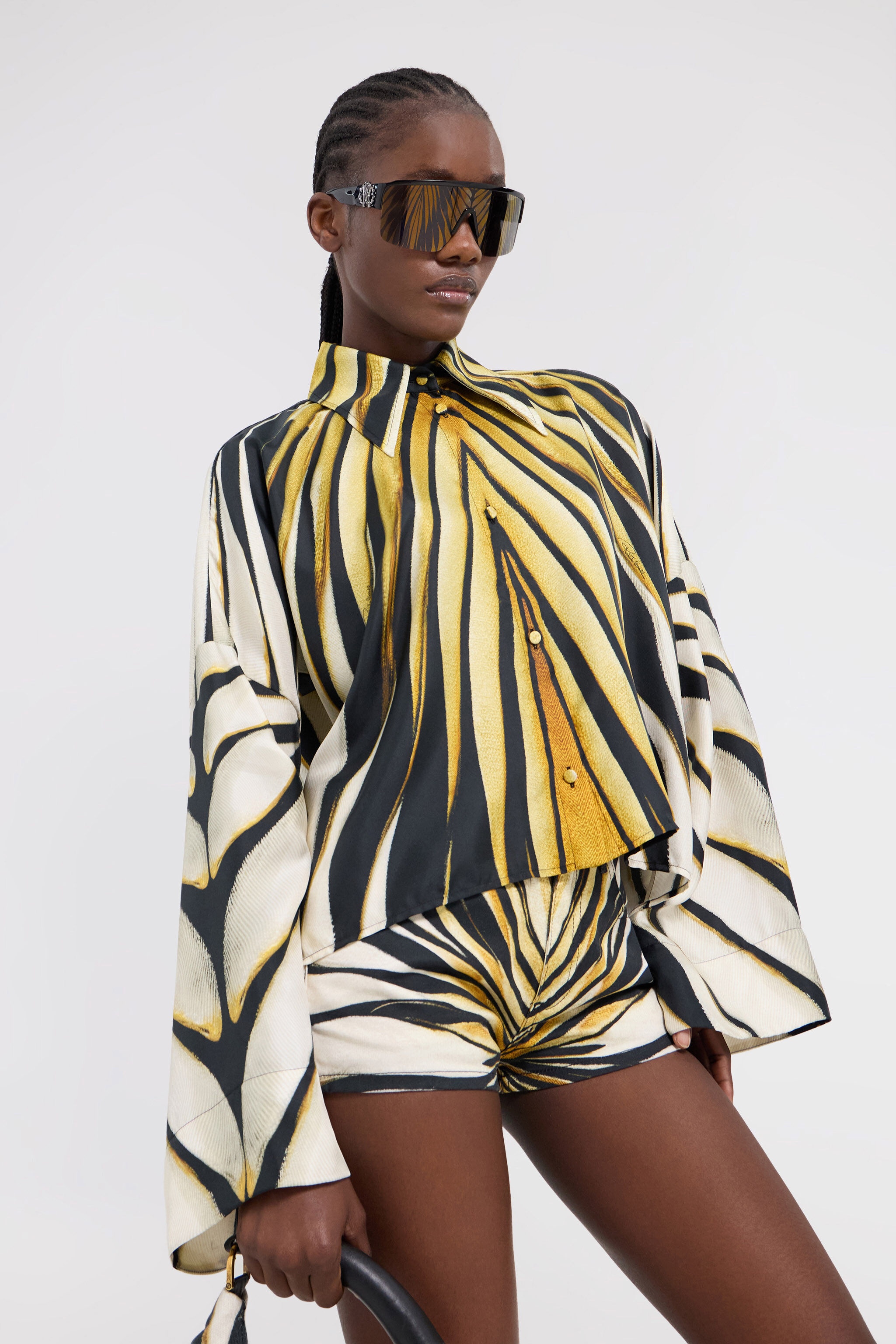 Ray Of Gold Print Silk Shirt - 5