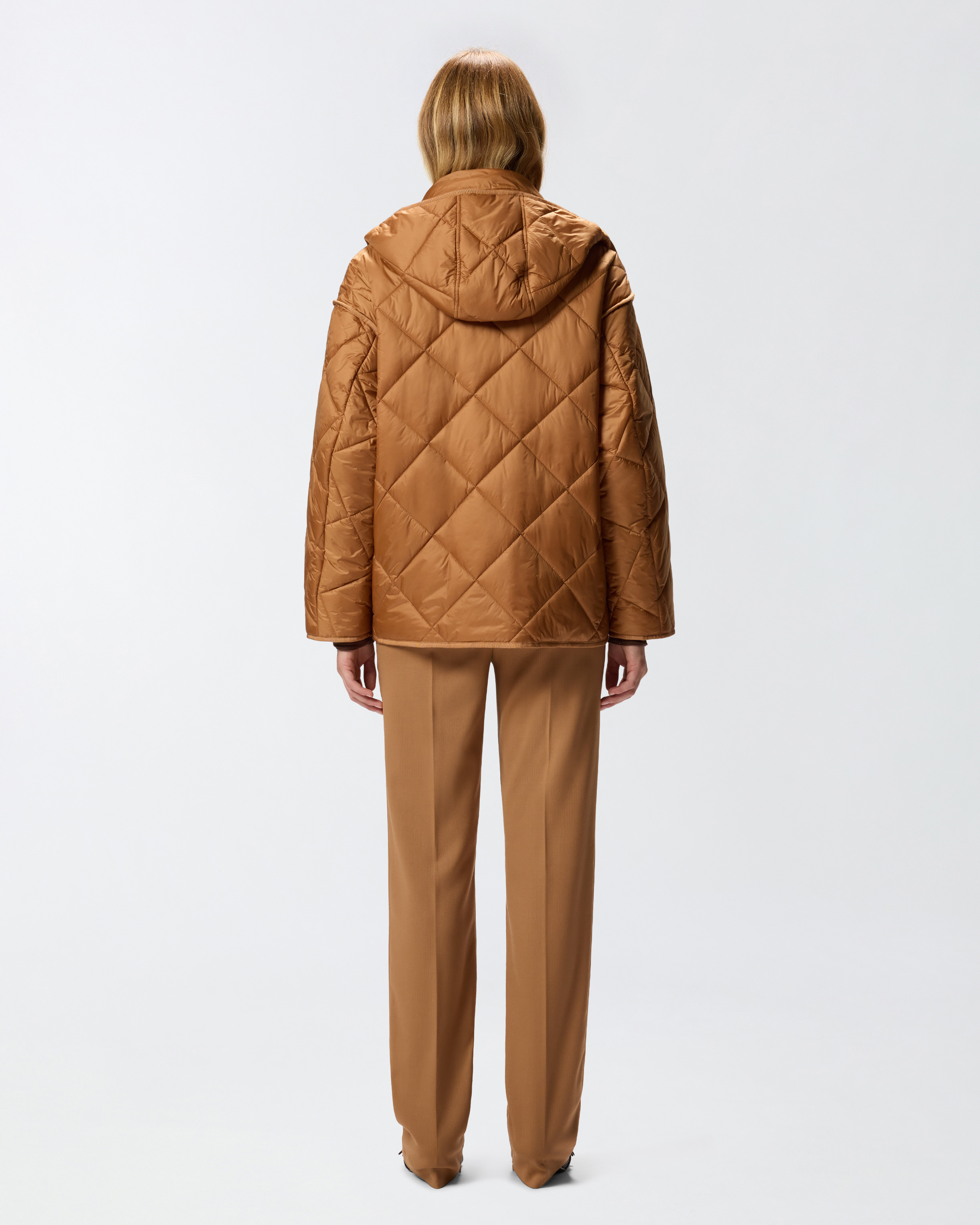 QUILTED TECHNICAL CANVAS PEA COAT - 4