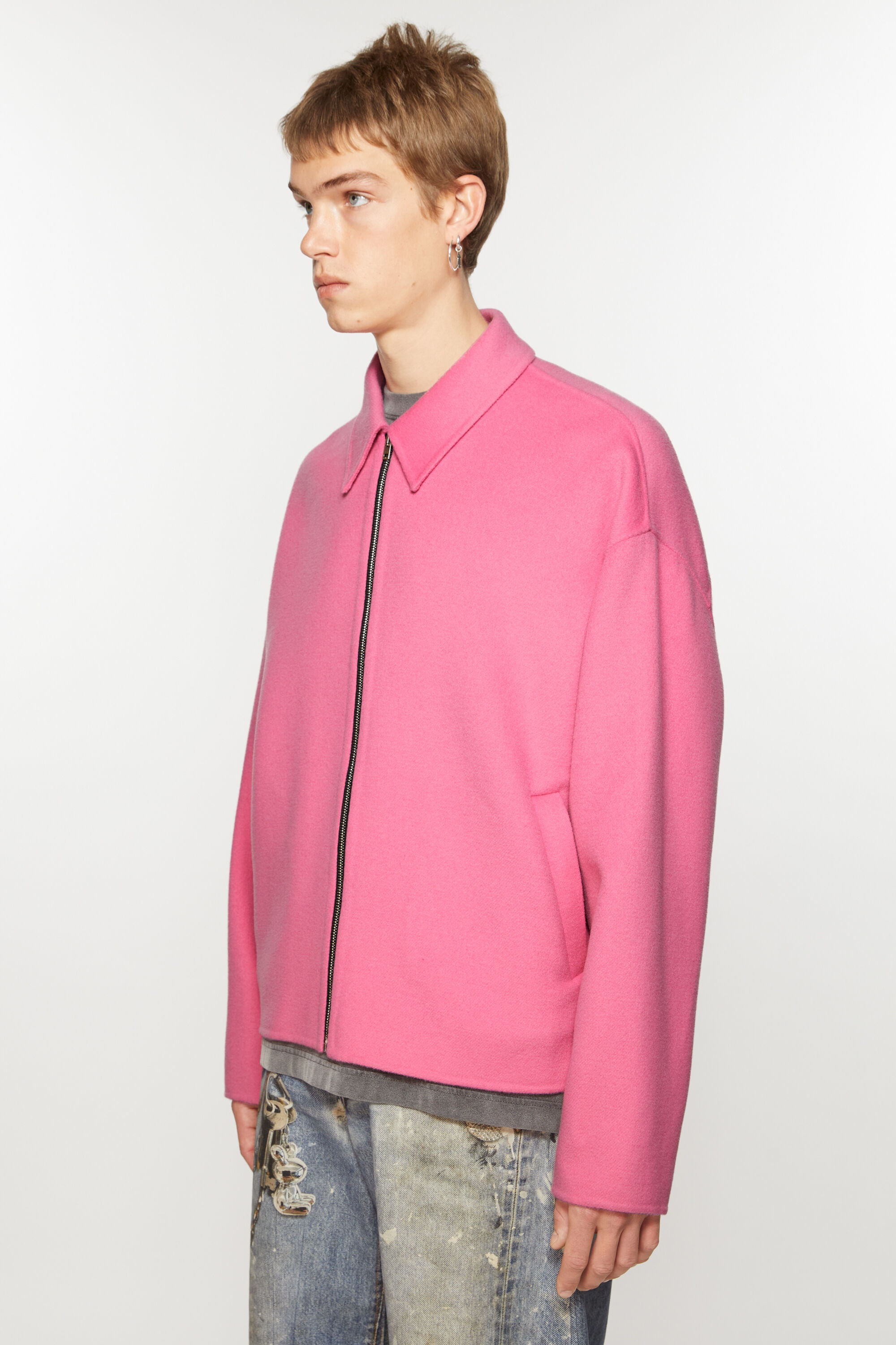 Wool zipper jacket - Bubble Pink - 3