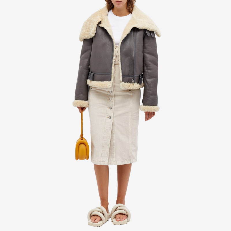 JW Anderson JW Anderson Asymmetric Collar Shearling Aviator Jacket outlook