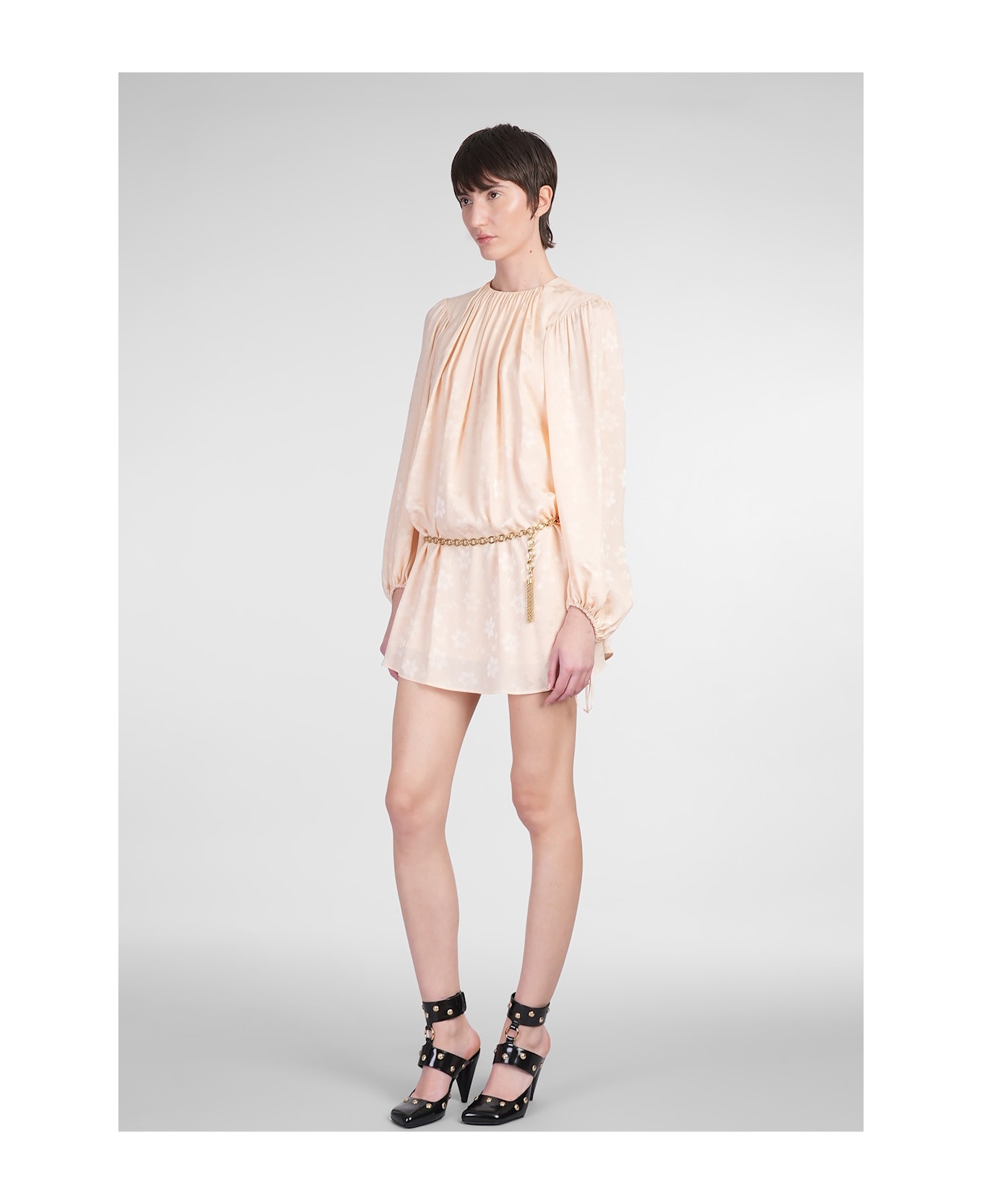 Dress Woman In Rose-pink Silk - 4