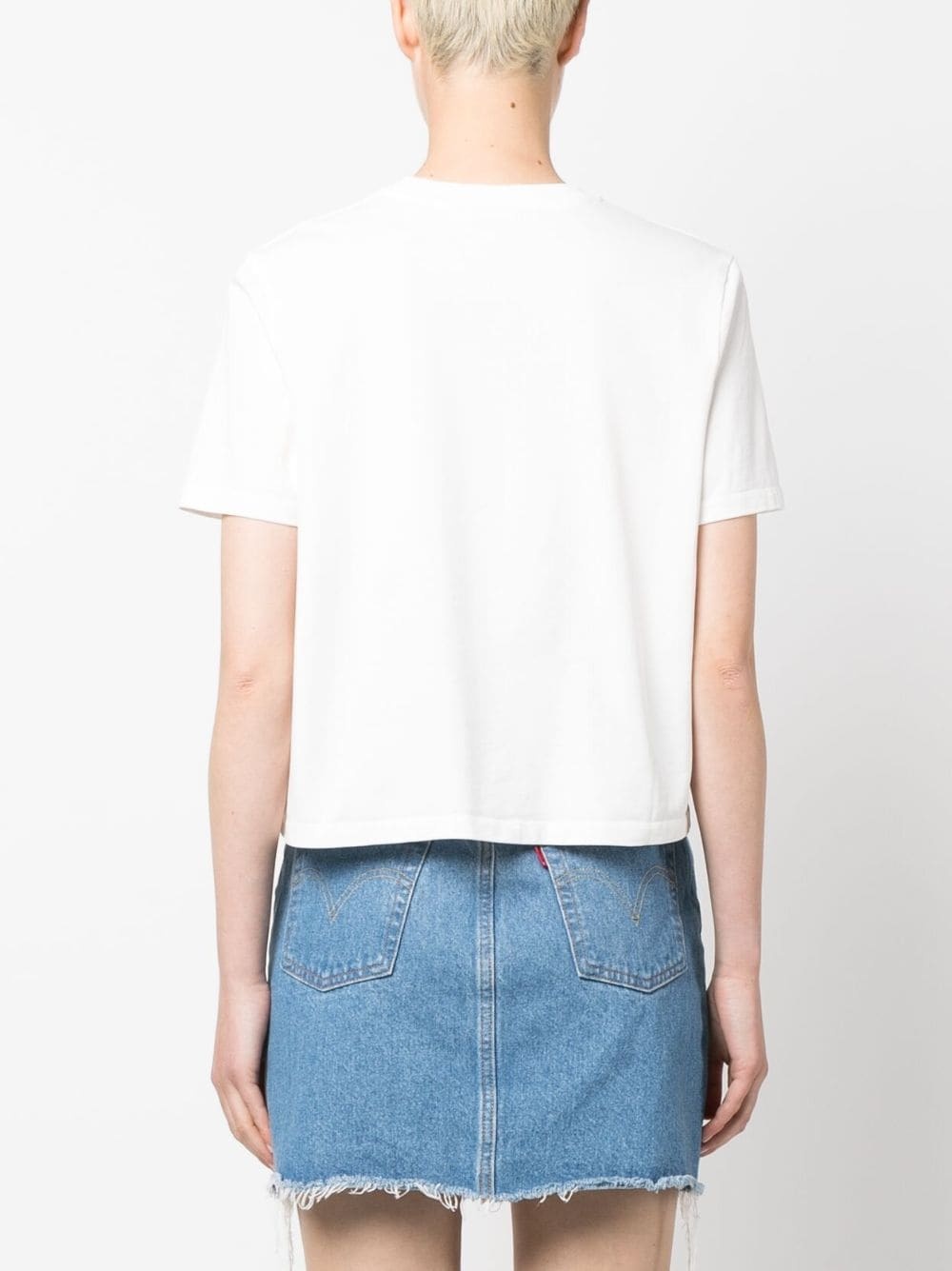 embroidered logo cropped T-shirt - 4