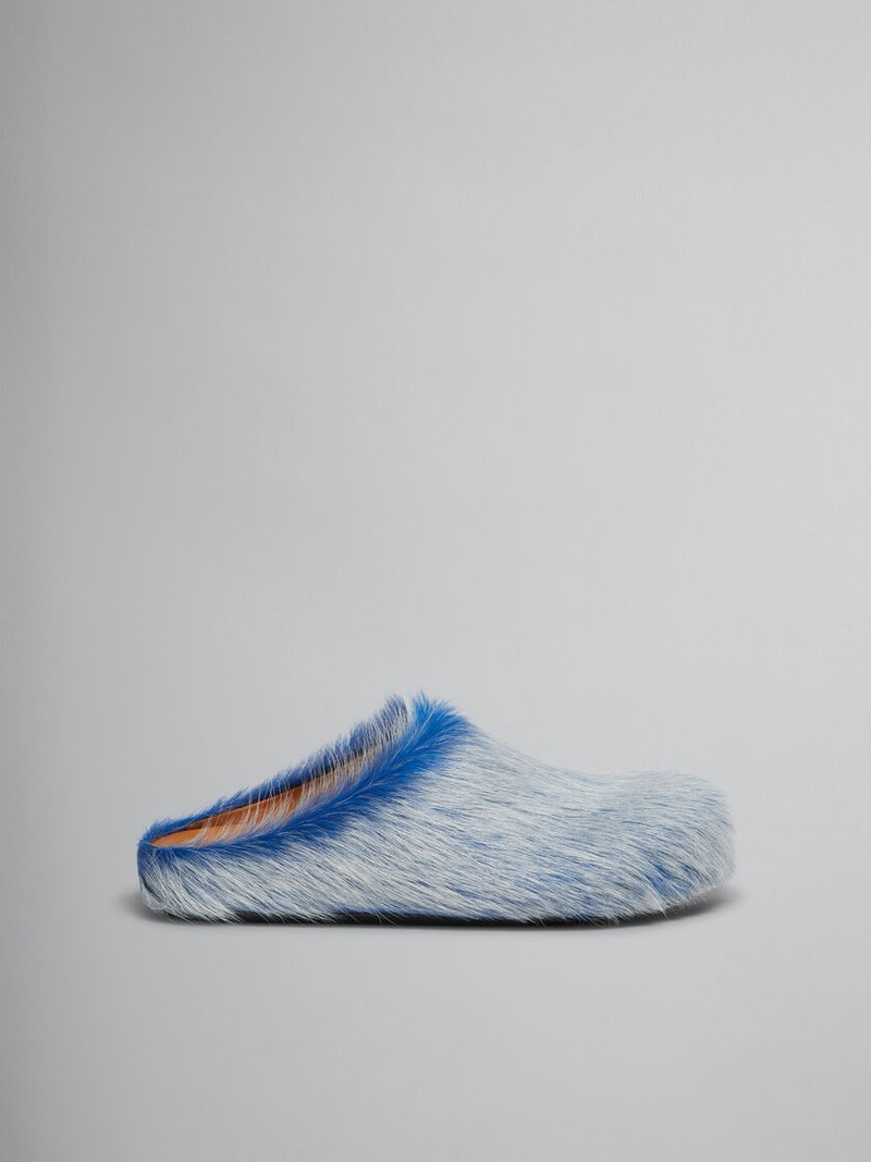 INDIGO LONG HAIR CALFSKIN FUSSBETT SABOT - 1