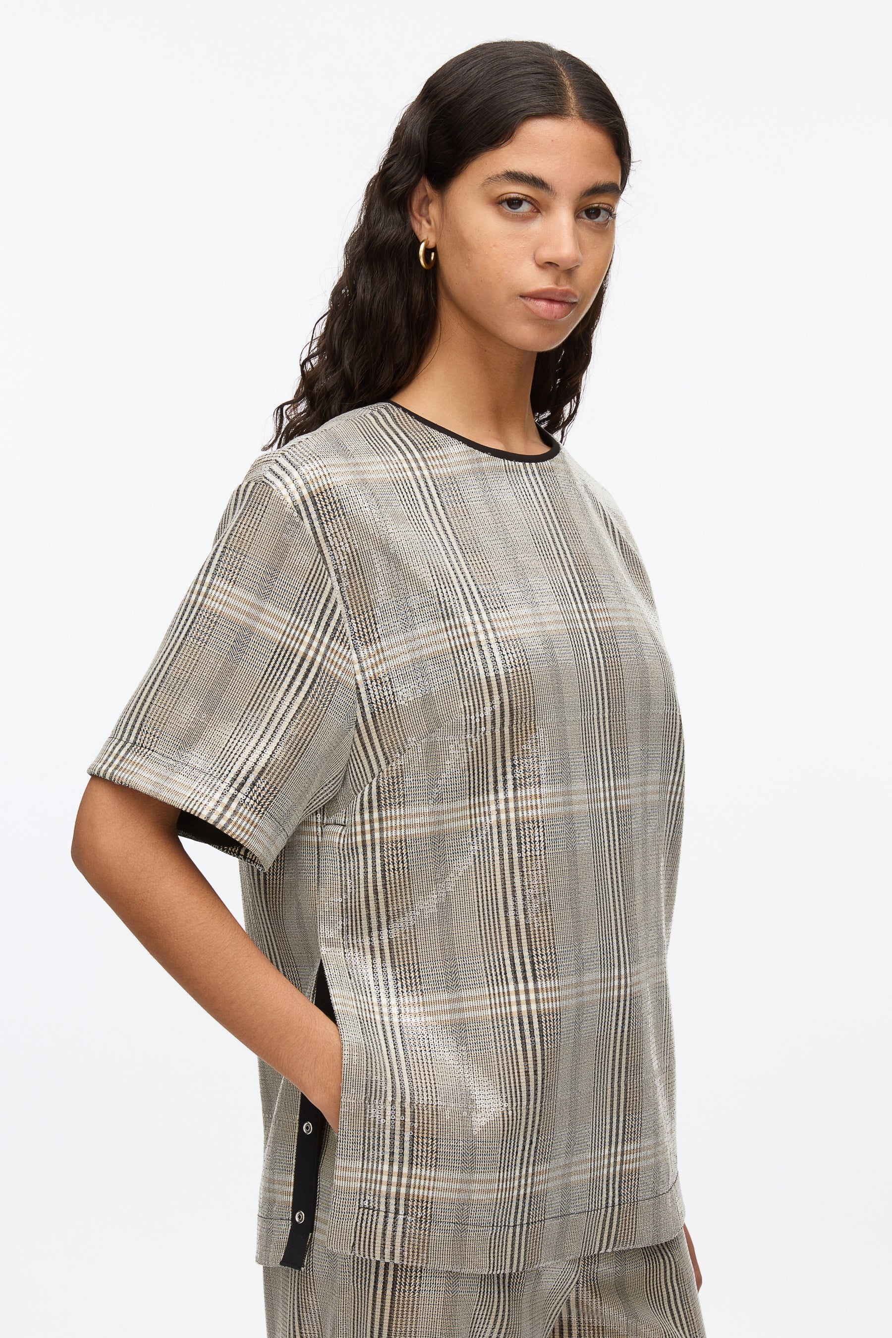 Sequin Plaid Tee - 5