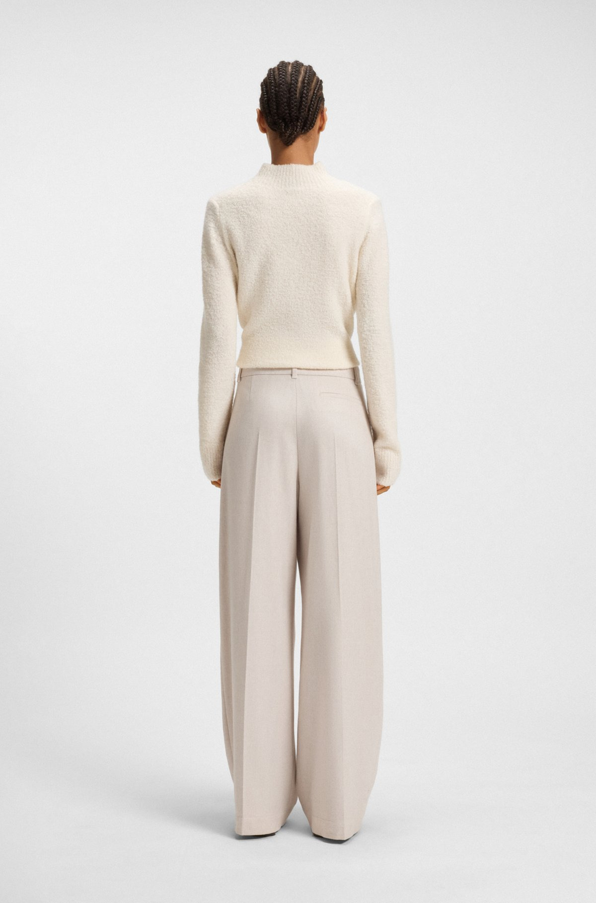 REGULAR-FIT WIDE-LEG TROUSERS IN SOFT FLANNEL - 4