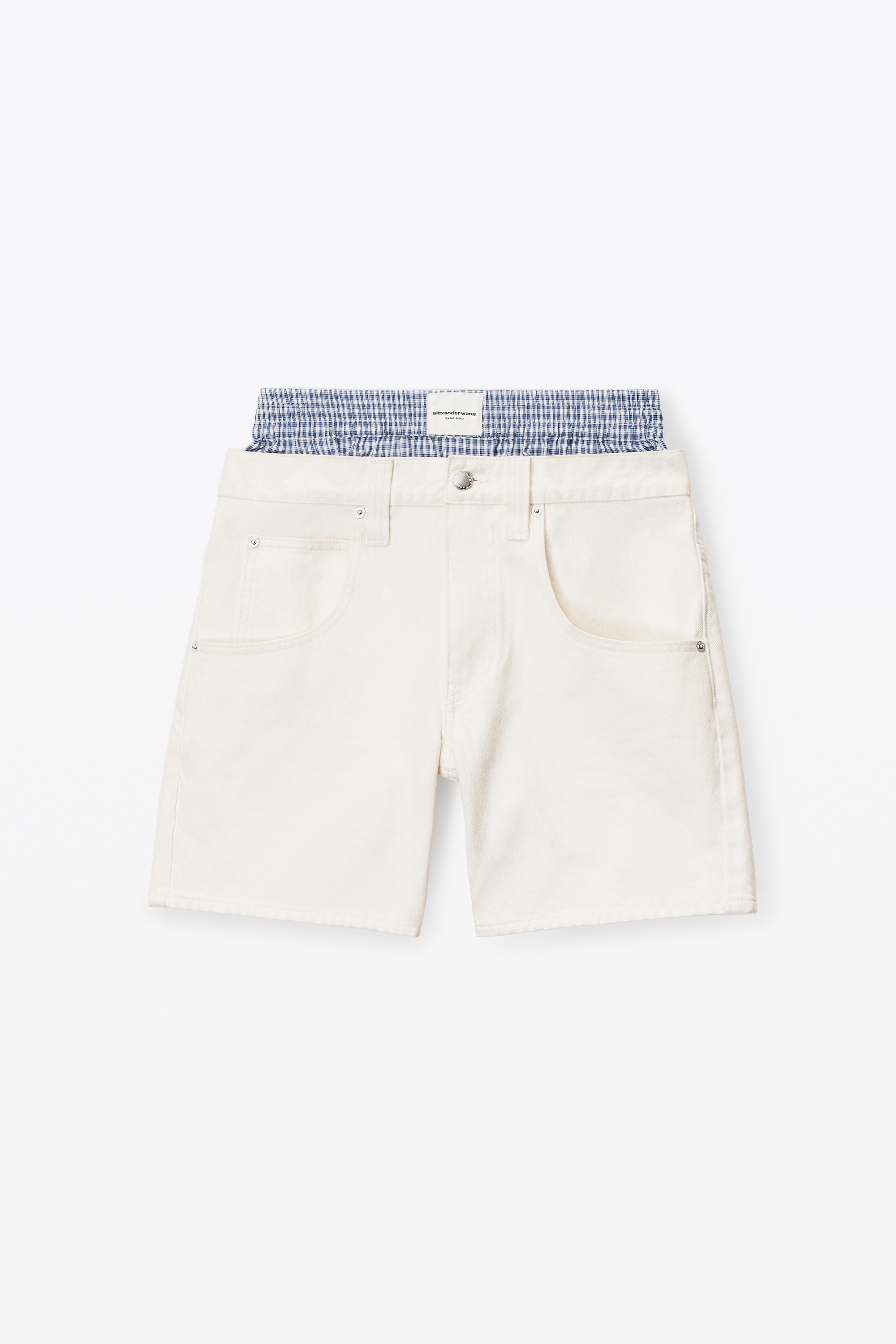 LAYERED BOXER BOY SHORTS IN DENIM - 1