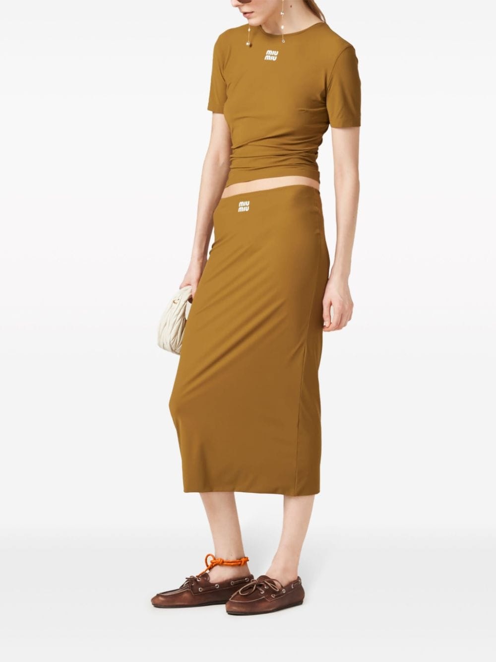 rubberized-logo midi skirt - 2