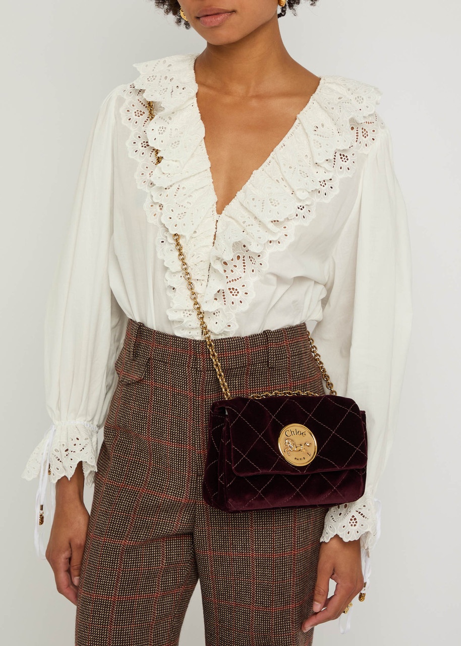 Chloe Heritage Quilted Velvet Shoulder bag - 6