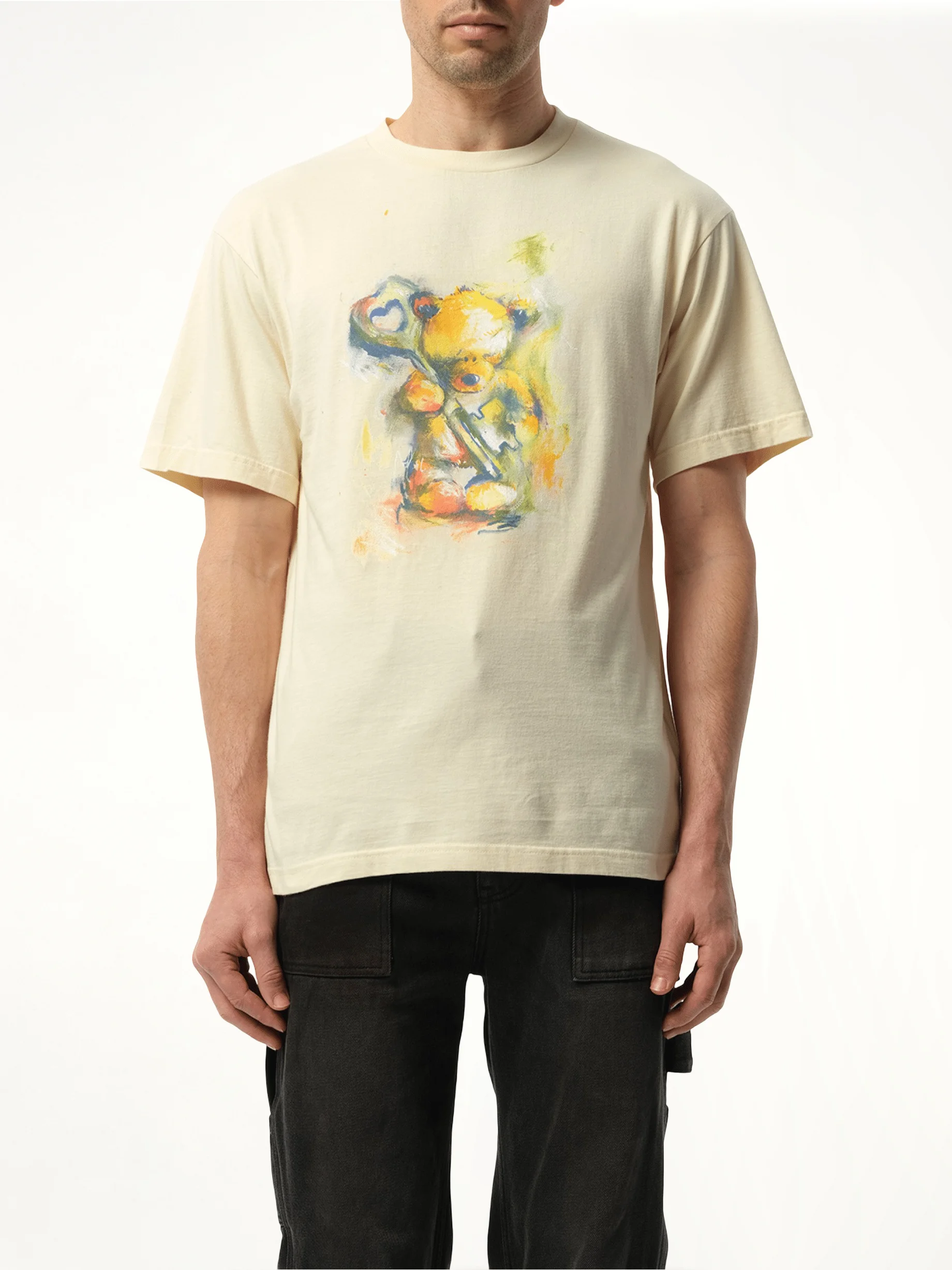 Teddy Bear with Key T-Shirt in Beige - 1