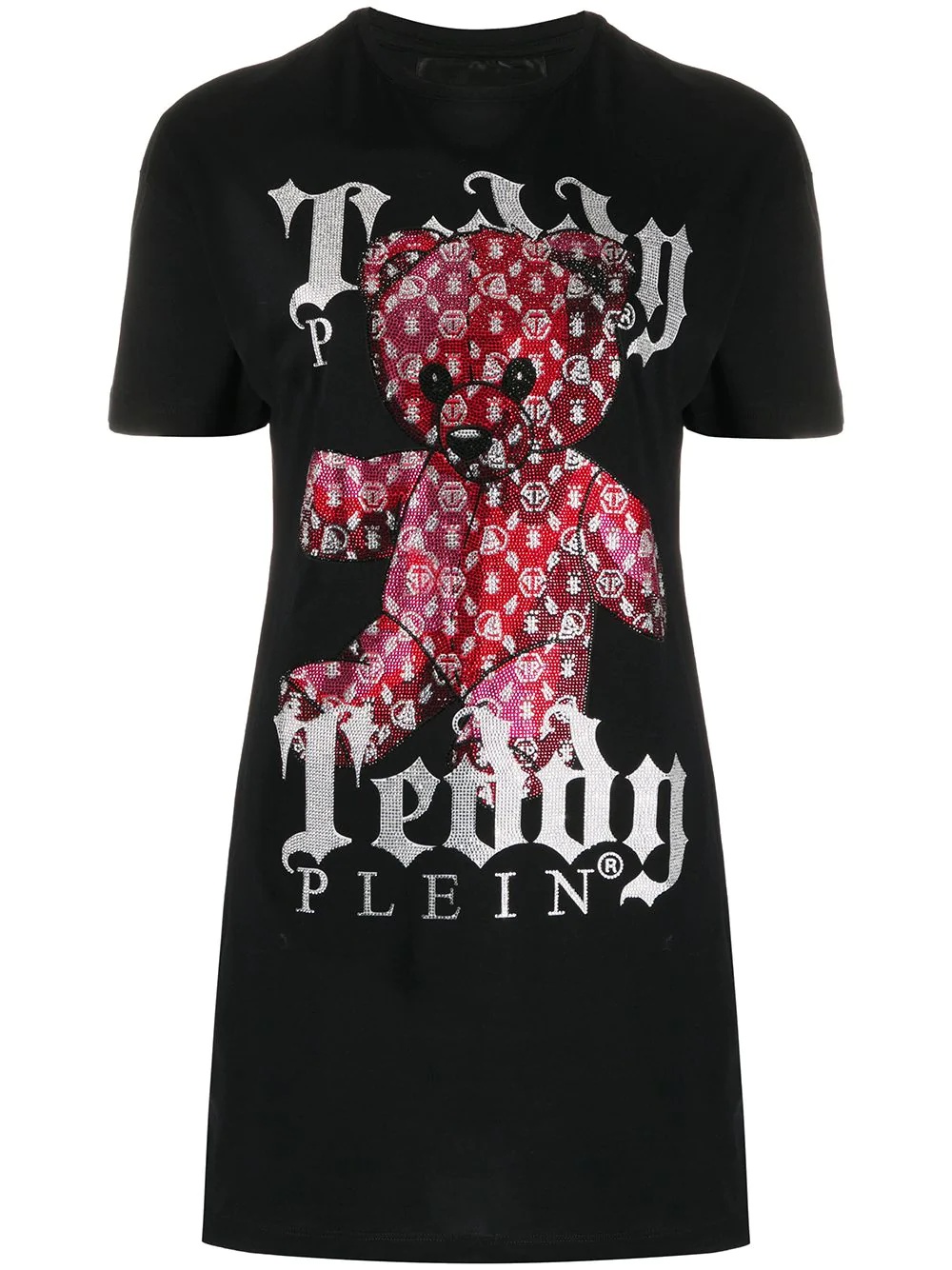 teddy bear print T-shirt dress - 1