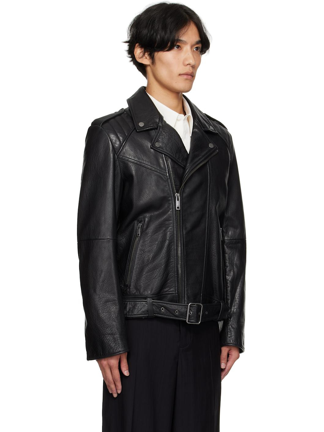 Black Leather Biker Jacket - 2