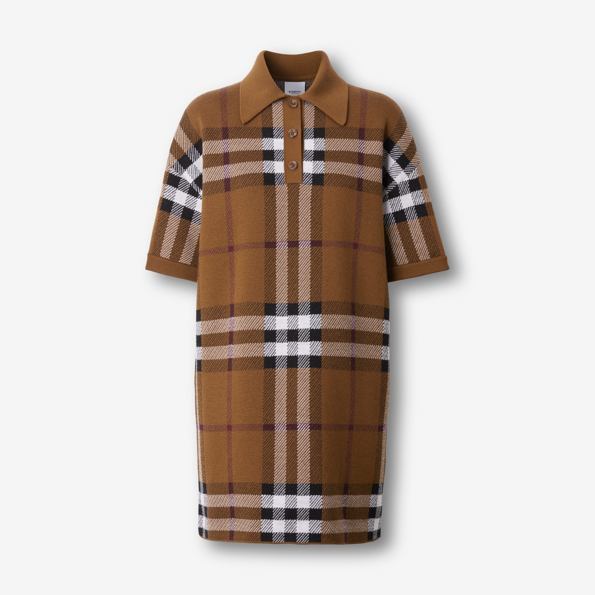 Check Wool Jacquard Polo Shirt Dress - 1