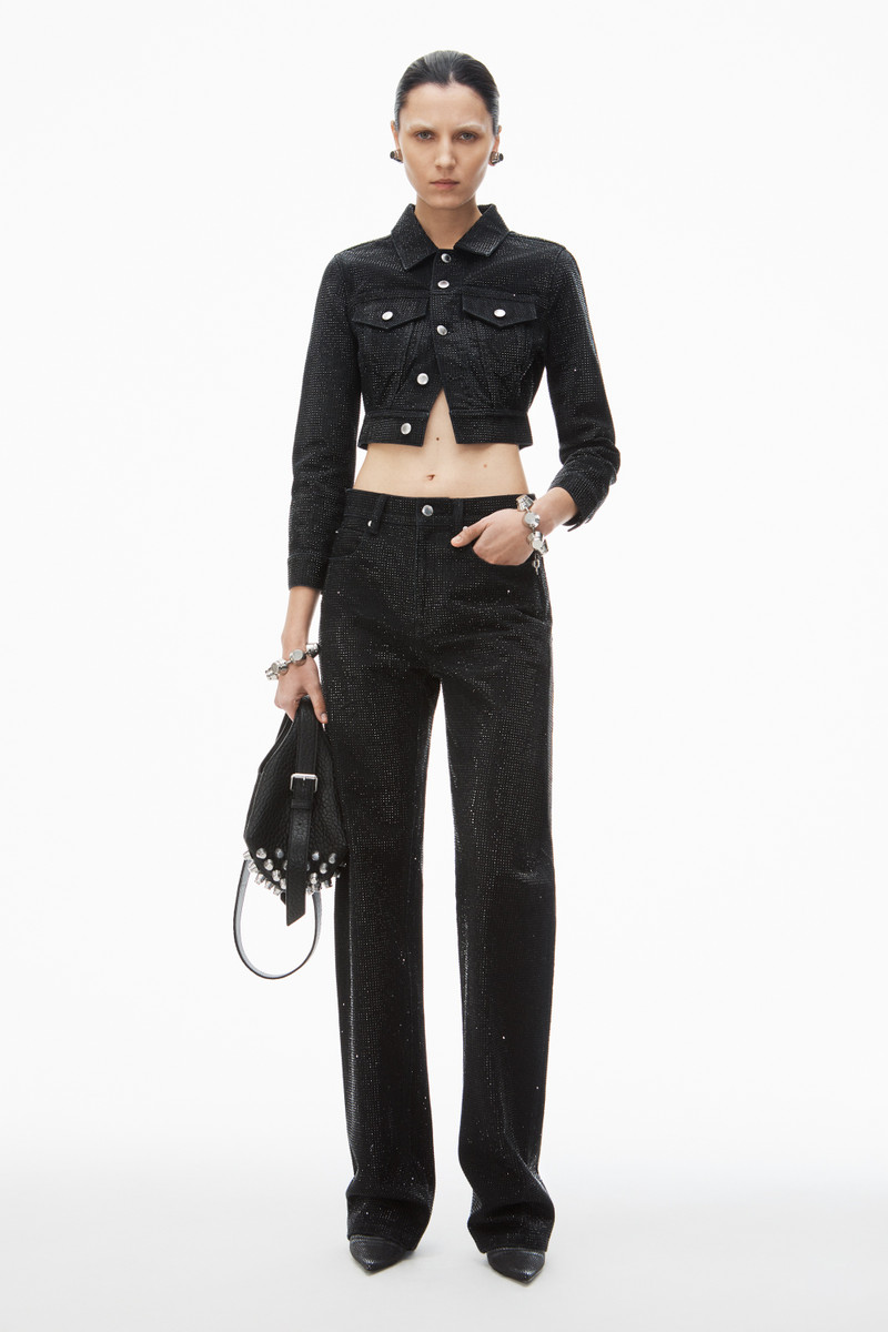 Alexander Wang ez crystal rhinestone hotfix straight-leg jeans in cotton outlook