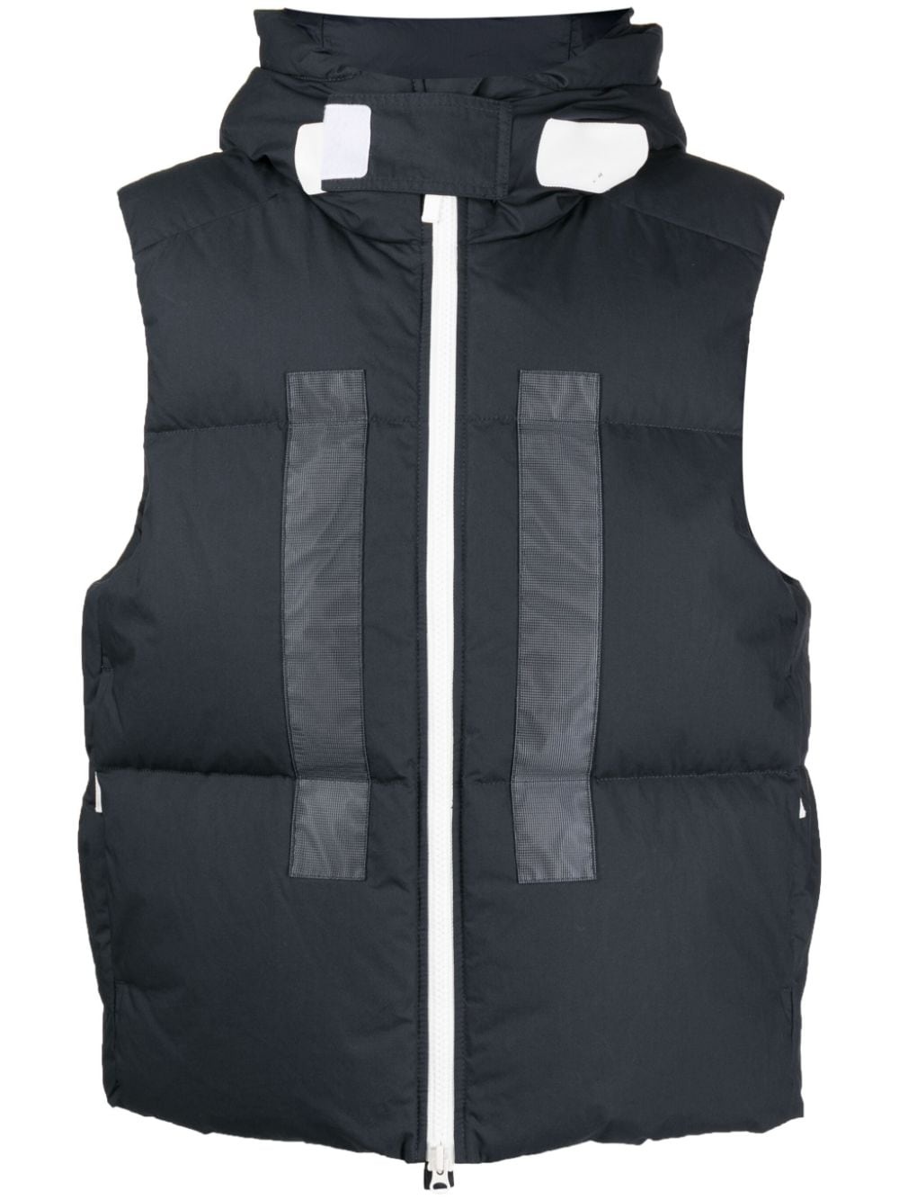 logo-print hooded quilted gilet - 1