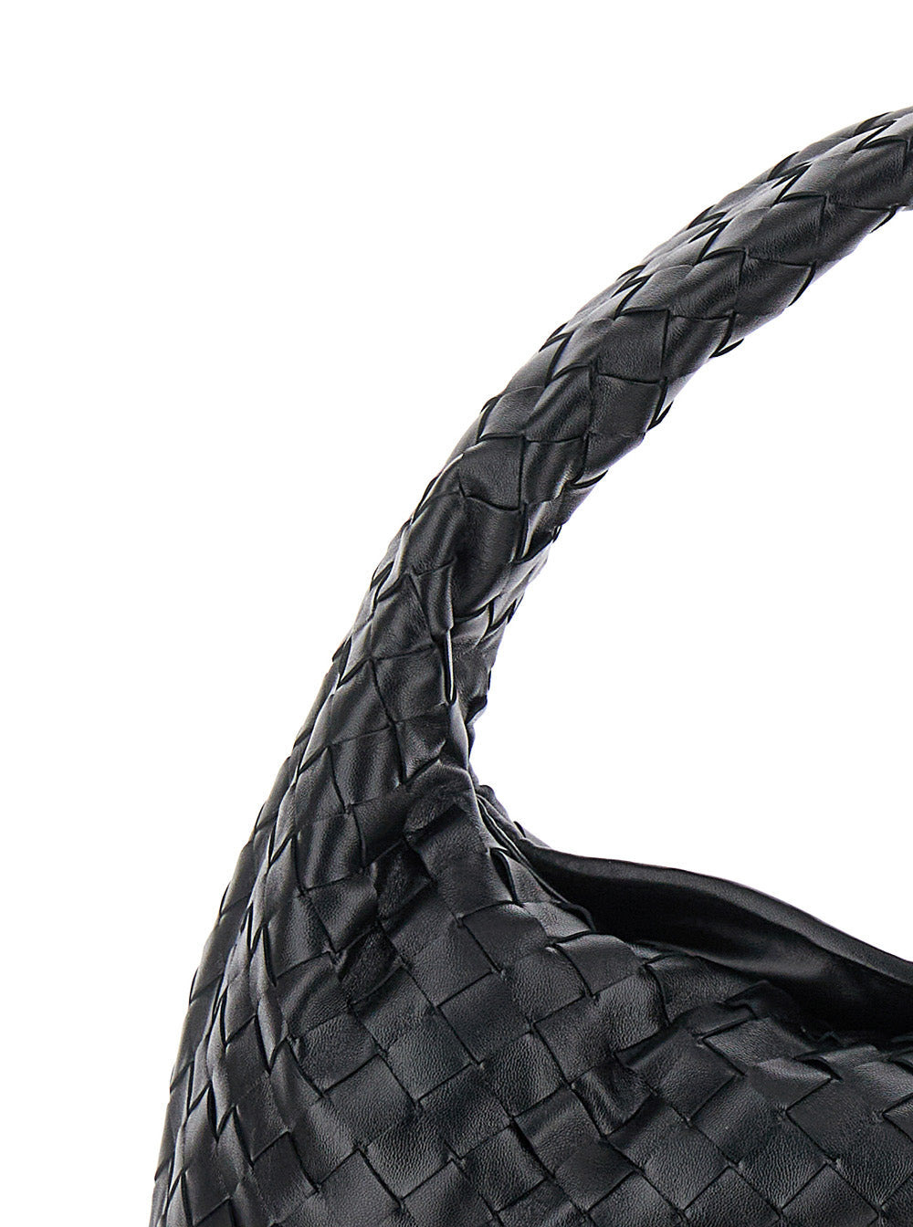 Bottega Veneta Women 'Hop Small' Black Shoulder Bag With Intreccio Motif In Leather Woman - 5
