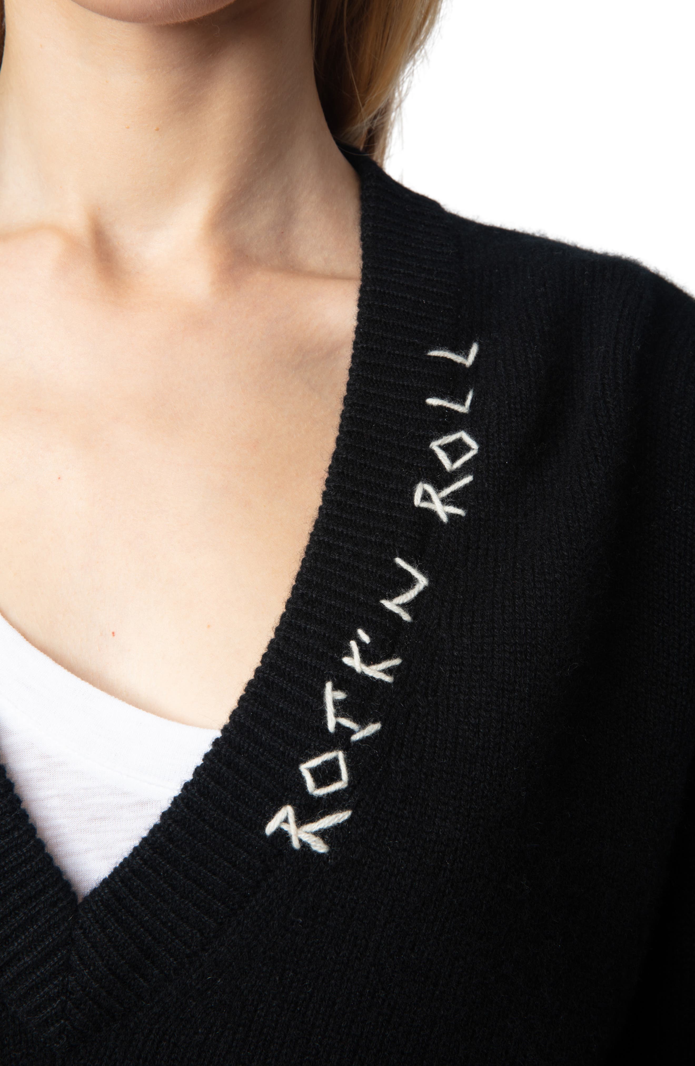 Zadig & Voltaire Miky R&R Cashmere Sweater in Black at Nordstrom - 4