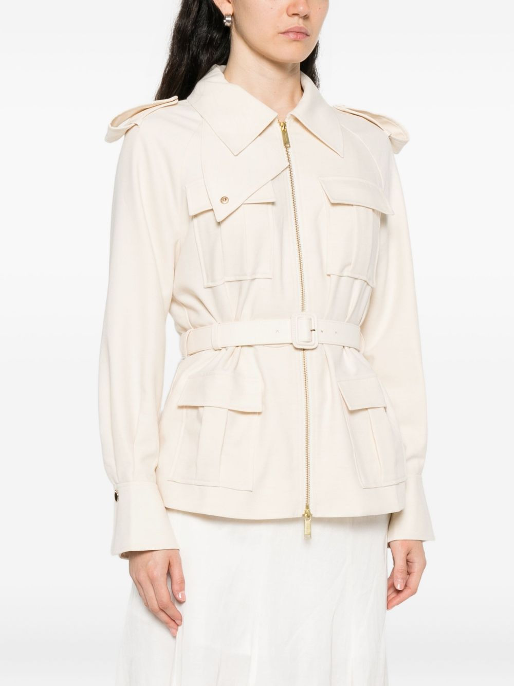 belted twill jacket - 3