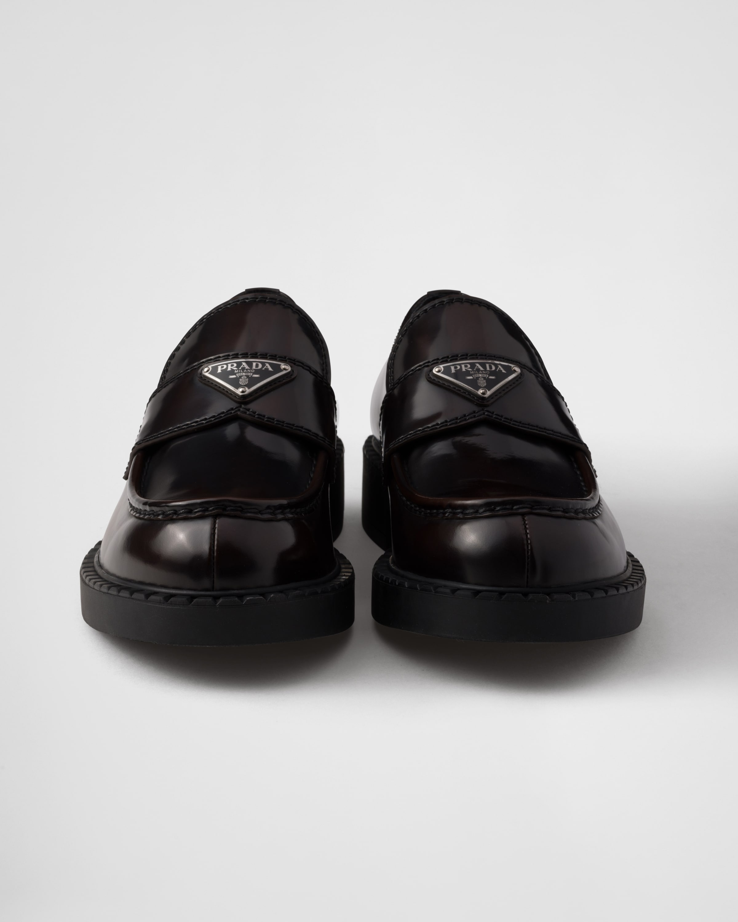 Chocolate brushed leather loafers - 7