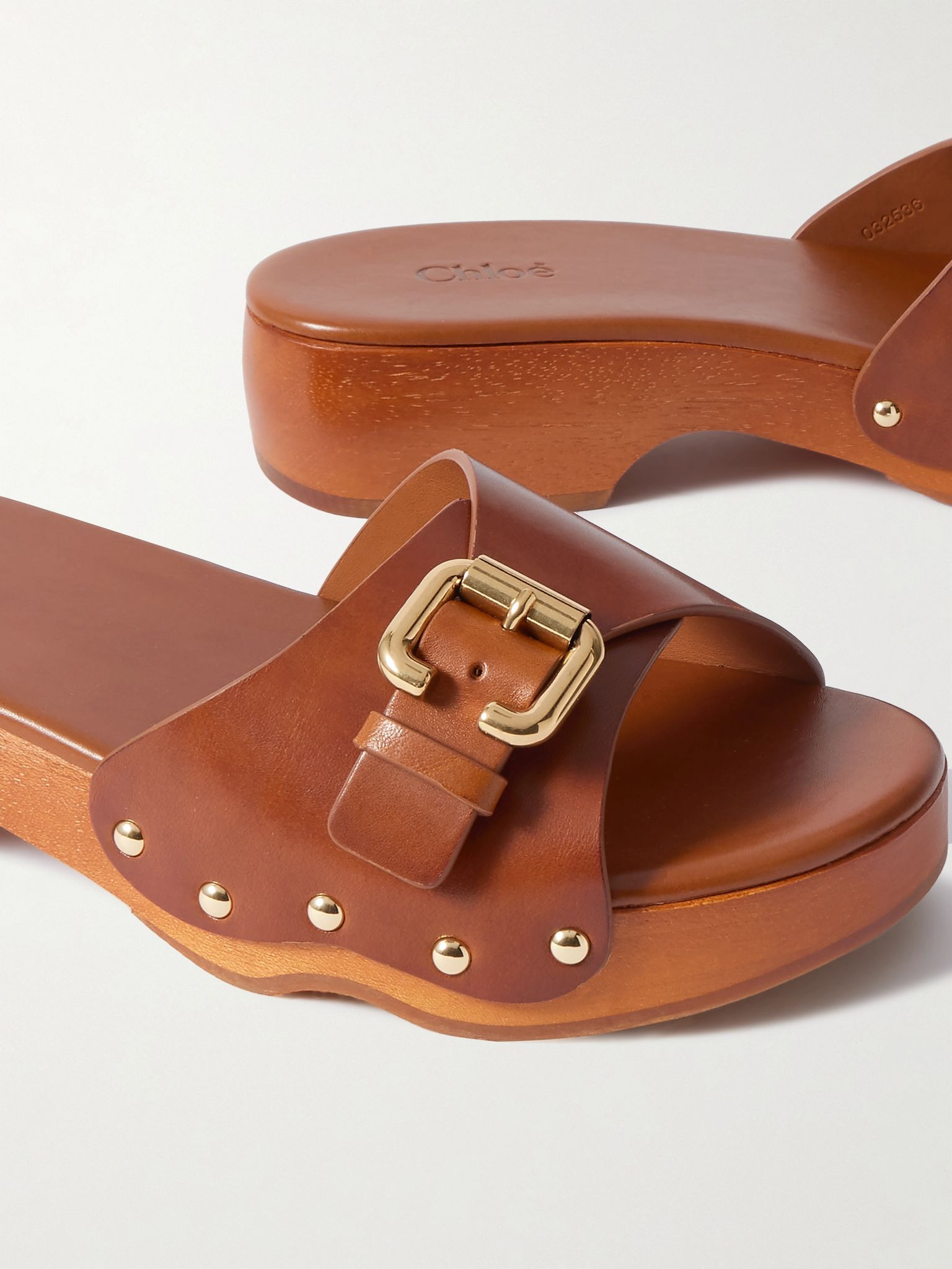 Jeannette embellished leather mules Tan - 4