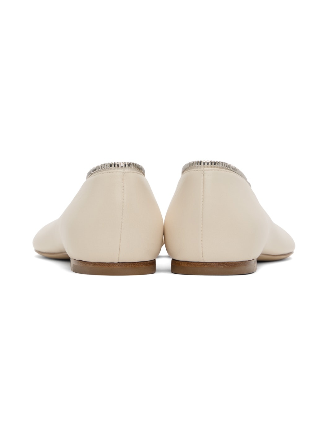 Off-White Leather Sadler Zip Ballerina Flats - 2
