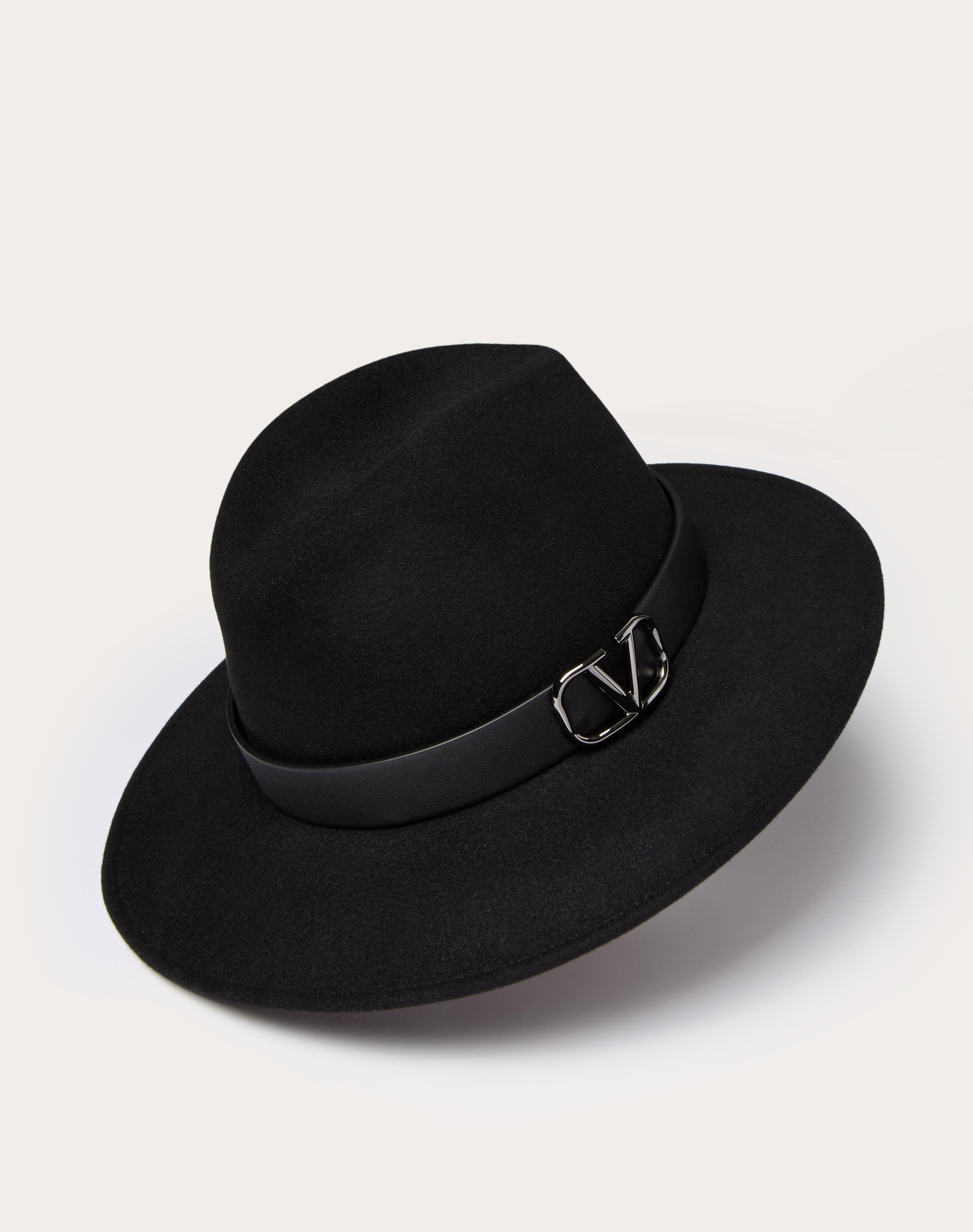 VLOGO SIGNATURE RABBIT FUR AND LEATHER FEDORA HAT - 4