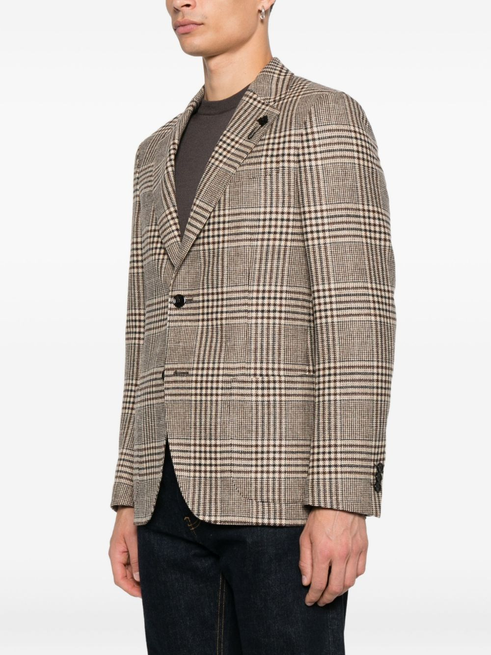 checked wool jacket - 3