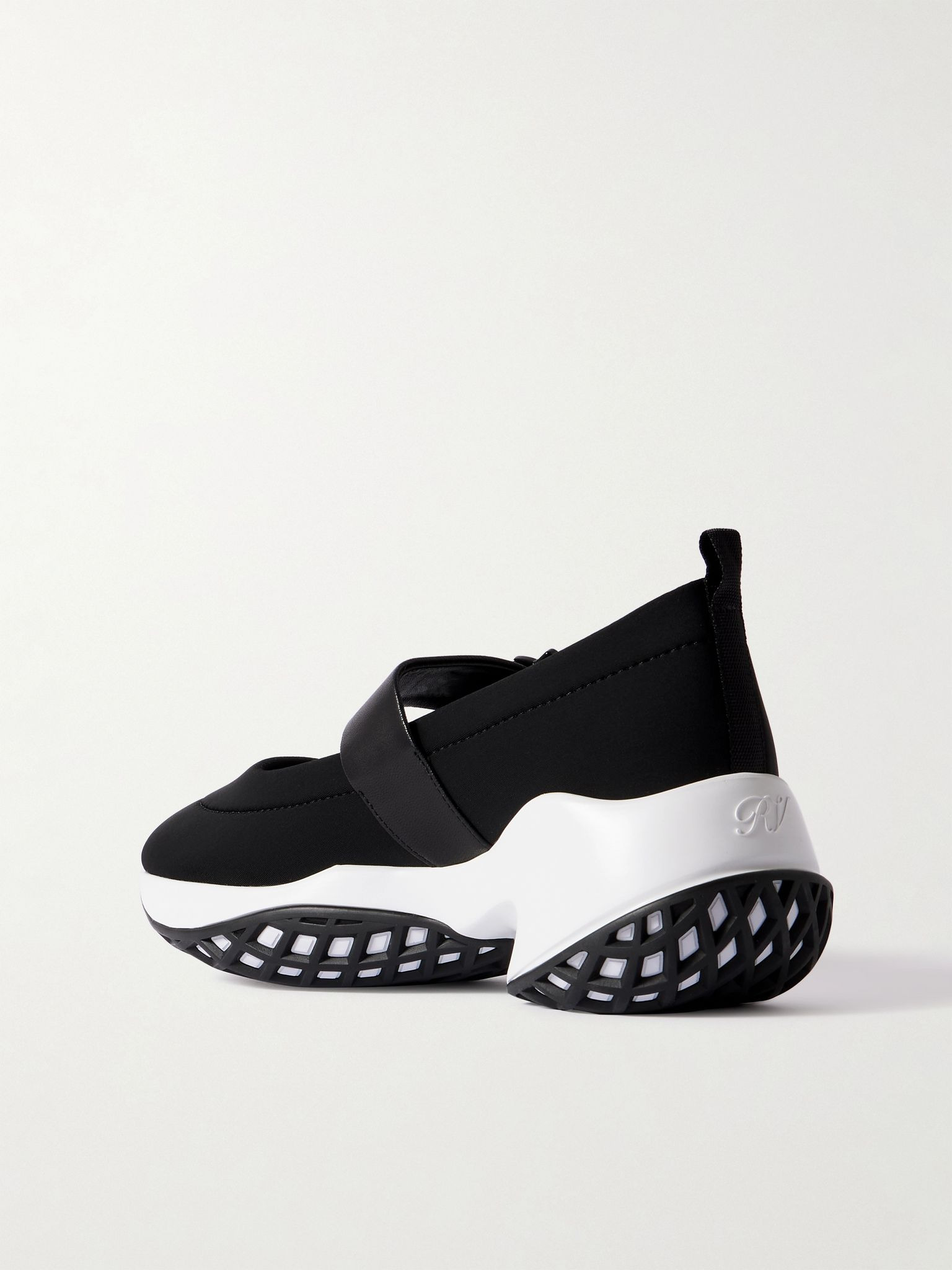 Viv Run crystal-embellished stretch and leather sneakers Black - 3