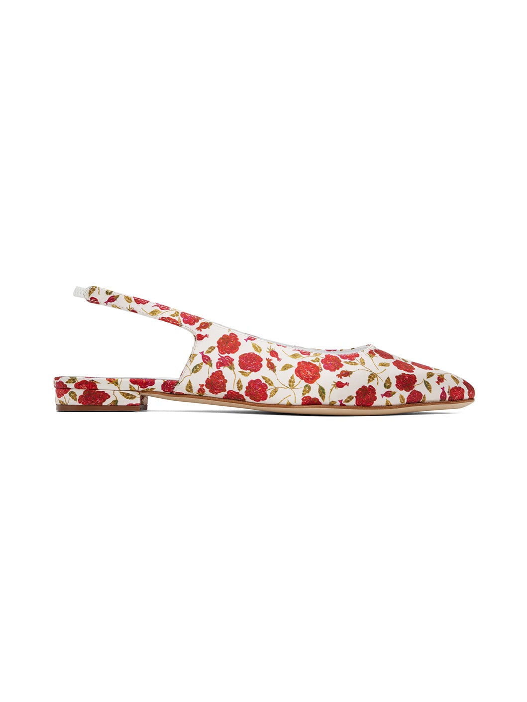 Red & Off-White Sawra Ballerina Flats - 1